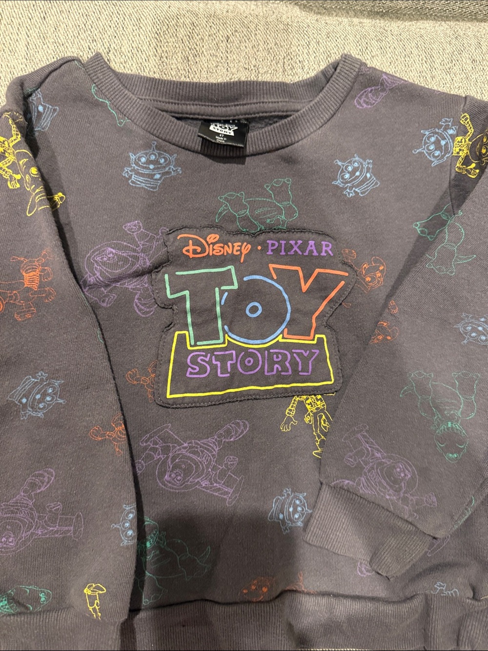 Disney Toy Story Dark Gray Pullover Sweatshirt with Neon Logo